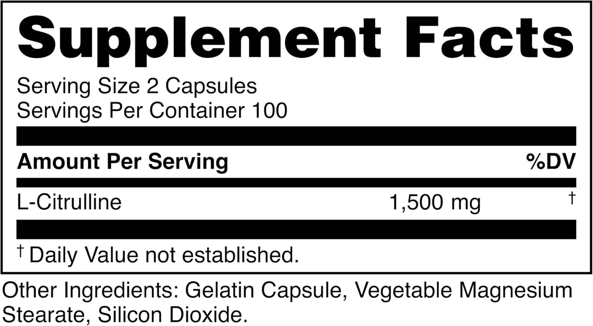 Bucked Up L-Citrulline 200 Capsules | 1500mg Per Serving | Gluten-Free | Non-GMO | Third-Party Tested | Premium Citrulline Supplement for Daily Use - 100 Servings (200 Capsules)