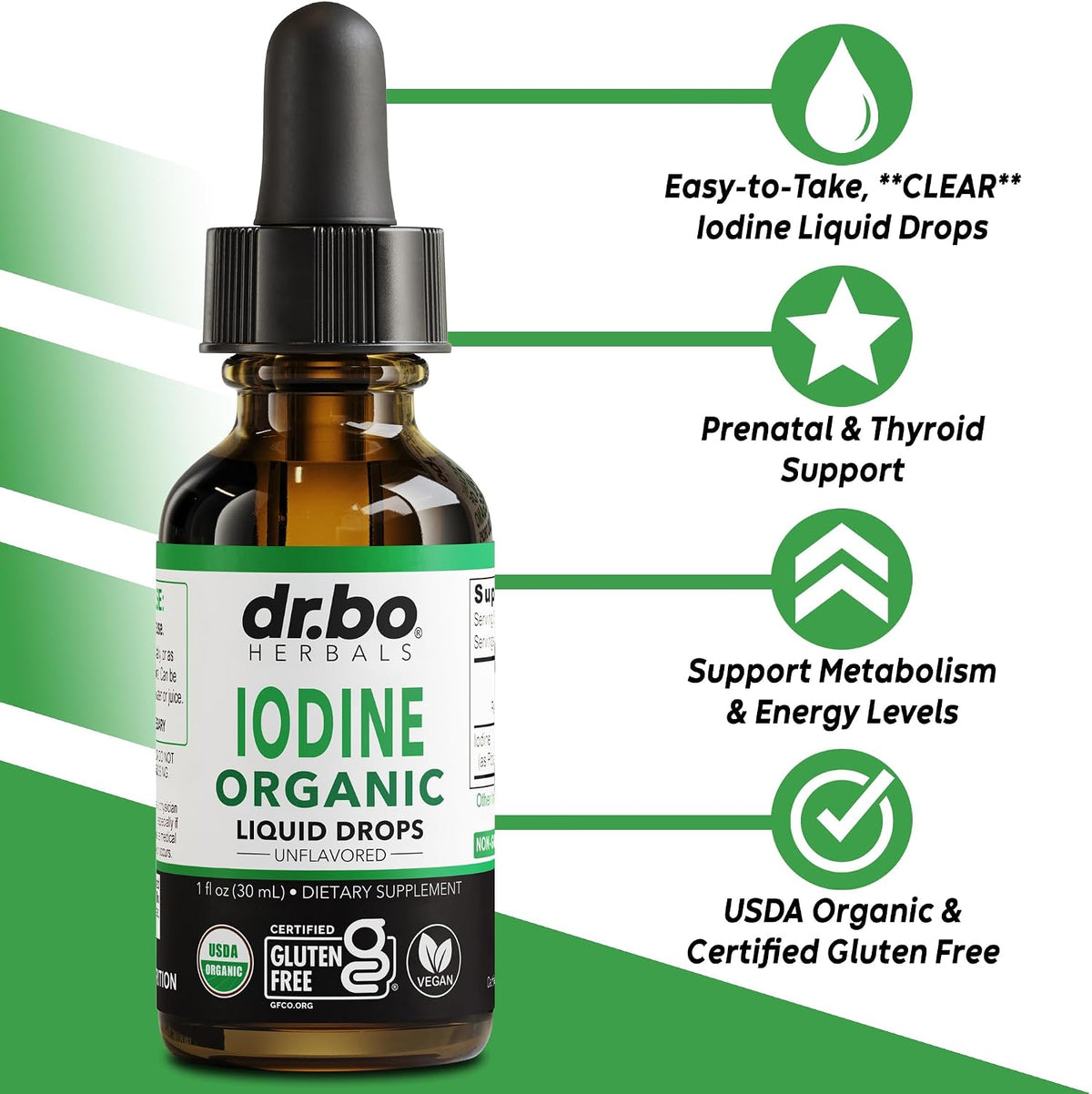 Iodine Liquid Drops Potassium Iodide - 1 Year Supply Pure Clear Organic Iodine Drops Supplement Plus Thyroid Support - Organic Potassium Iodide Liquid Supplement Tincture Thyroid Supplements 1 Fl Oz