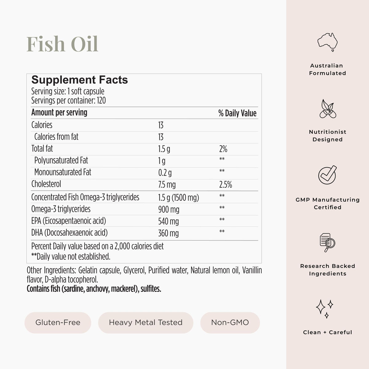 JSHealth High Strength Fish Oil. 900mg Omega-3 per Capsule with 540mg EPA and 360mg DHA. Wild-Caught, Friend of the Sea Certified, Vanilla Coated. No Fishy Aftertaste (60 Capsules)
