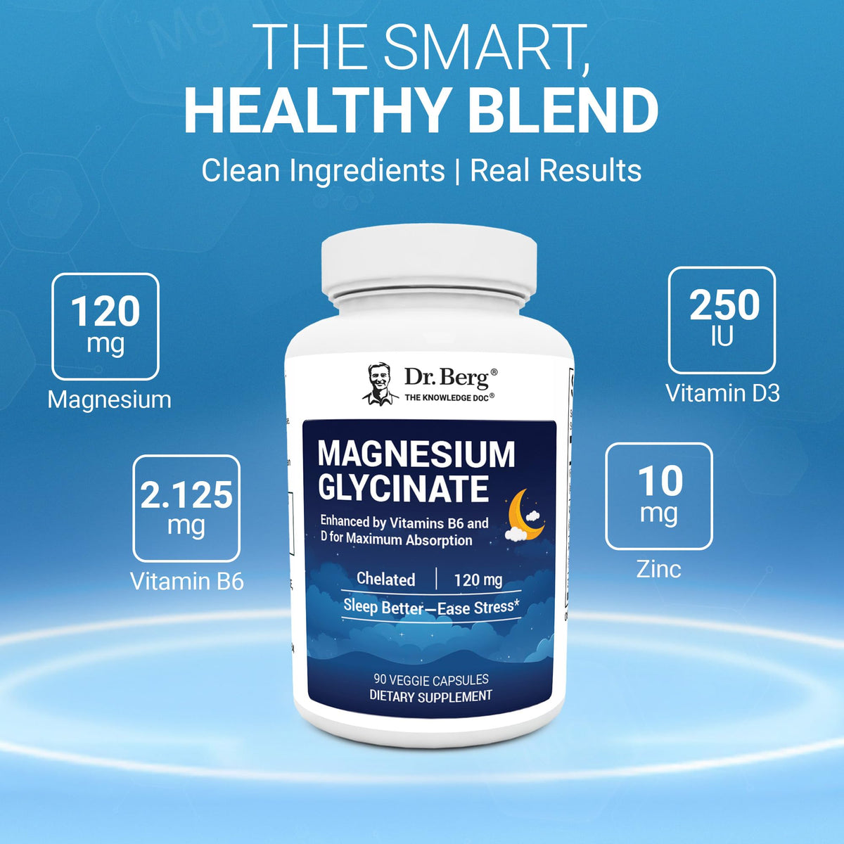 Dr. Berg Magnesium Glycinate 150ct – 4-in-1 Chelated for Muscle, Nerve, Sleep & Stress Support*– w/ D3, B6 & Zinc – 4X Lab-Tested – No Fillers – Formulated in USA, GMP-Certified