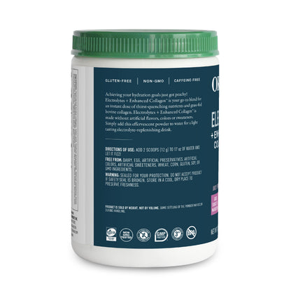 Organikа Electrolytes with Enhanced Collagen Powder for Women & Men - 13 oz - Wild Berry-Flavored Effervescent Electrolyte & Collagen Drink Mix - Deep Hydration, Mobility, Skin, Hair, & Nails