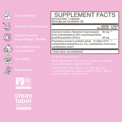 HUM Private Party Vaginal Probiotic, pH Balance & Urinary Health, 30 Count