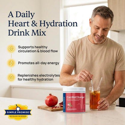 CardioCharge - Heart Health Drink Mix for Active Adults - D-Ribose Blend | Heart Drink Mix, Circulation and Hydration Support, Hibiscus and Magnesium, One Scoop in Water, Caffeine-Free