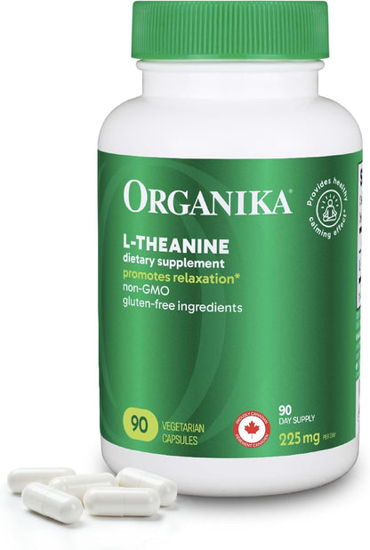 Organika L-Theanine Supplement 8 oz - 90 Capsules: 90 Day Supply of Clean Bioavailable L Theanine for Relaxation, Balance, and Calm - Easy-to-Swallow Single Capsule Servings