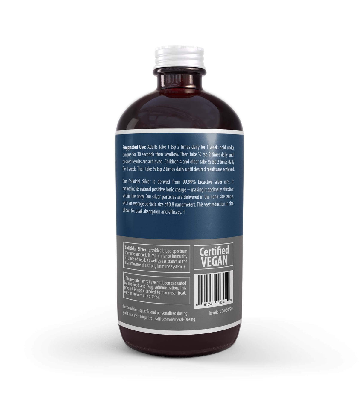 Bioactive Colloidal Silver - 8 oz, Glass Bottle, Vegan, Safe Doses with Highest Effectiveness - Nano Ions, 30 PPM - Immune Support (48 Servings)