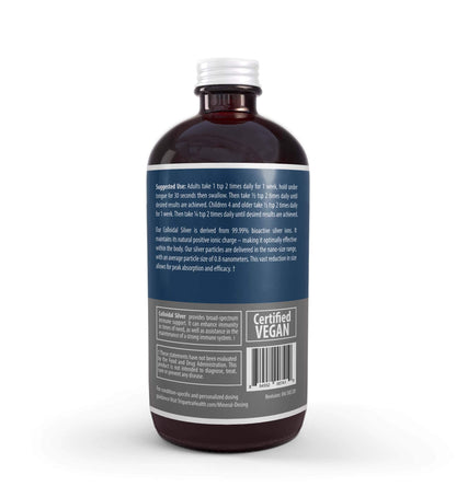 Bioactive Colloidal Silver - 8 oz, Glass Bottle, Vegan, Safe Doses with Highest Effectiveness - Nano Ions, 30 PPM - Immune Support (48 Servings)