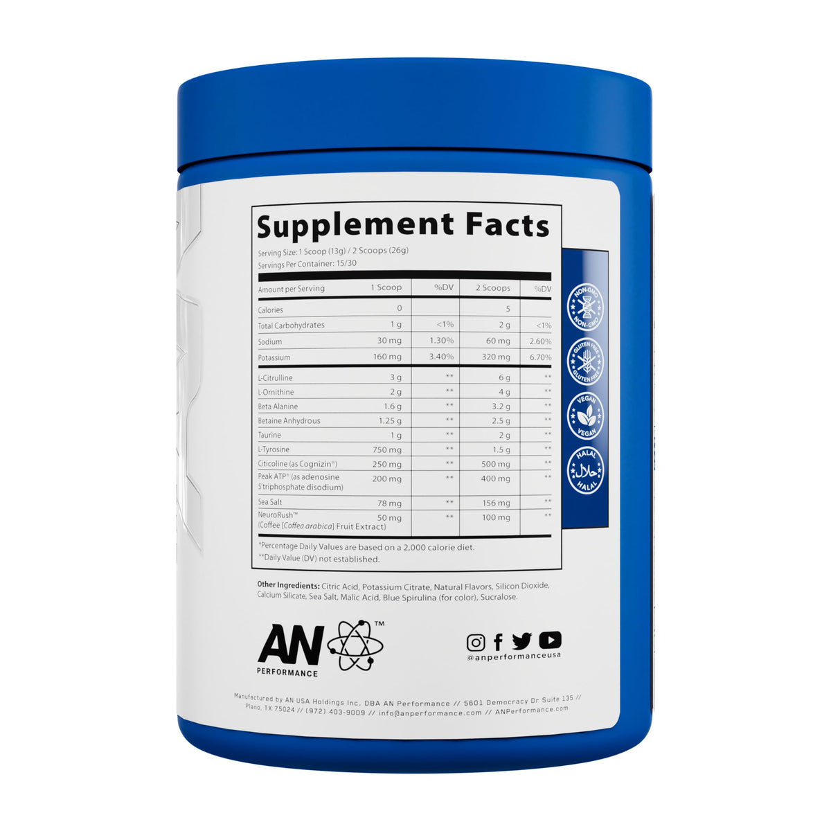 AN Performance Pre-Workout Powder Supplement for Men & Women | Energy Drink Mix with 300mg Caffeine + Beta Alanine + Citrulline | Third-Party Tested | Fruit Punch | 30 Servings