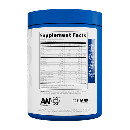 AN Performance Pre-Workout Powder Supplement for Men & Women | Energy Drink Mix with 300mg Caffeine + Beta Alanine + Citrulline | Third-Party Tested | Fruit Punch | 30 Servings
