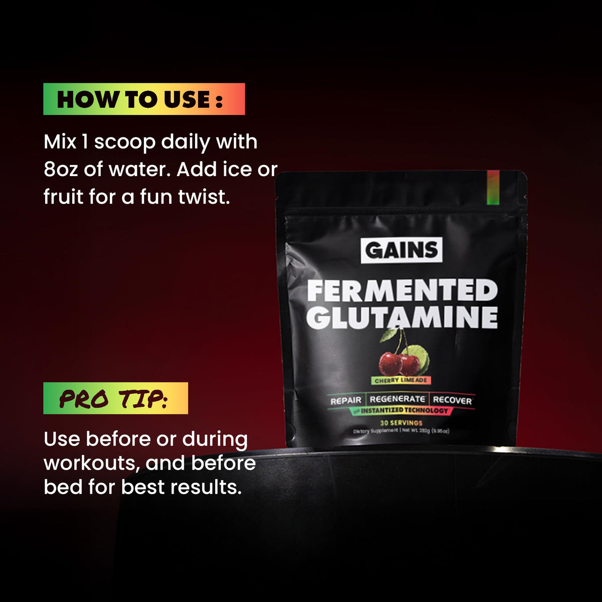 Gains in Bulk L-Glutamine Powder, Unflavored, 90 Servings