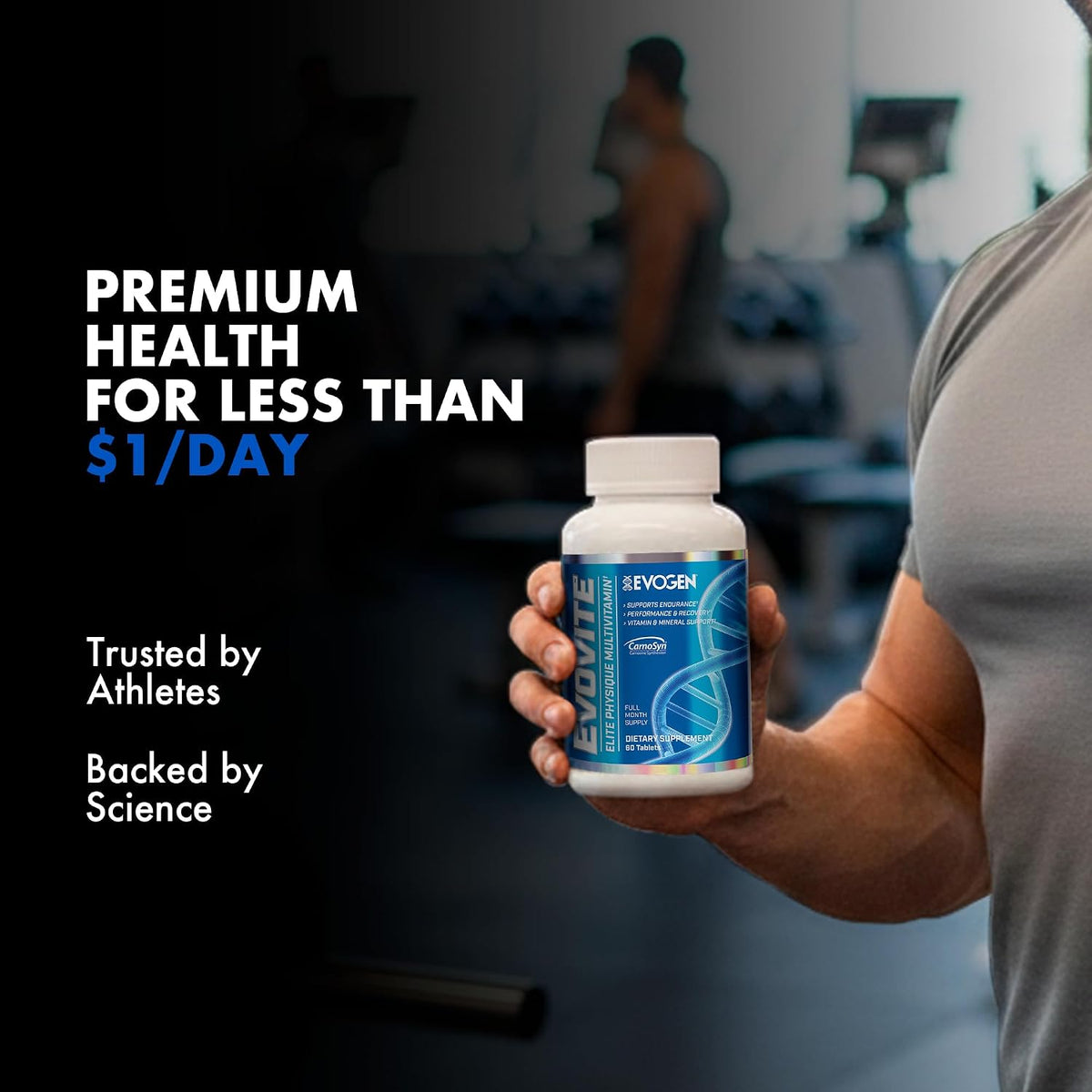 Evogen Evovite Multivitamin Tablets | 30 Servings | Albion chelated minerals with CarnoSyn beta-alanine, Longvida curcumin, boron, K2 and methylated B12 for endurance and joints