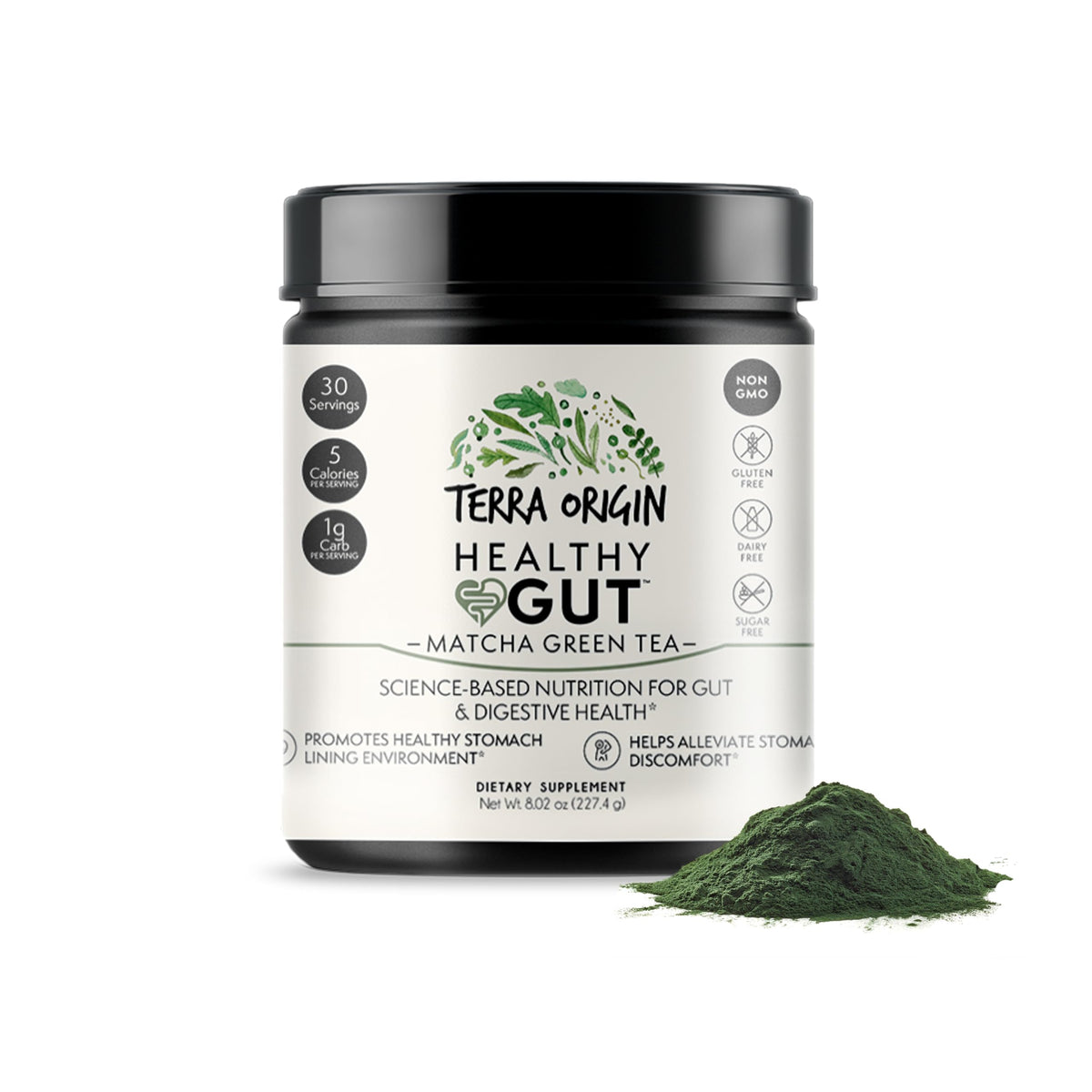 TERRA ORIGIN Healthy Gut Powder (Berry Flavor) |30-Servings with L-Glutamine, Zinc, Glucosamine, Slippery Elm Bark, Marshmallow Root and More!