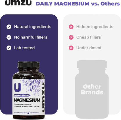 UMZU Daily Magnesium Complex Capsules, 30 Day Supply | 3 Bioavailable Magnesium Forms, High Absorption, Energy and Metabolism Support, Muscle Relaxation, Calmness, Daily Wellness