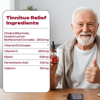 Tinnitus Relief Drops to Drink, Ear Ringing Relief Tinnitus, Natural Liquid Formula for Tinnitus Relief for Ringing Ears, Supports Auditory Health – 60ml