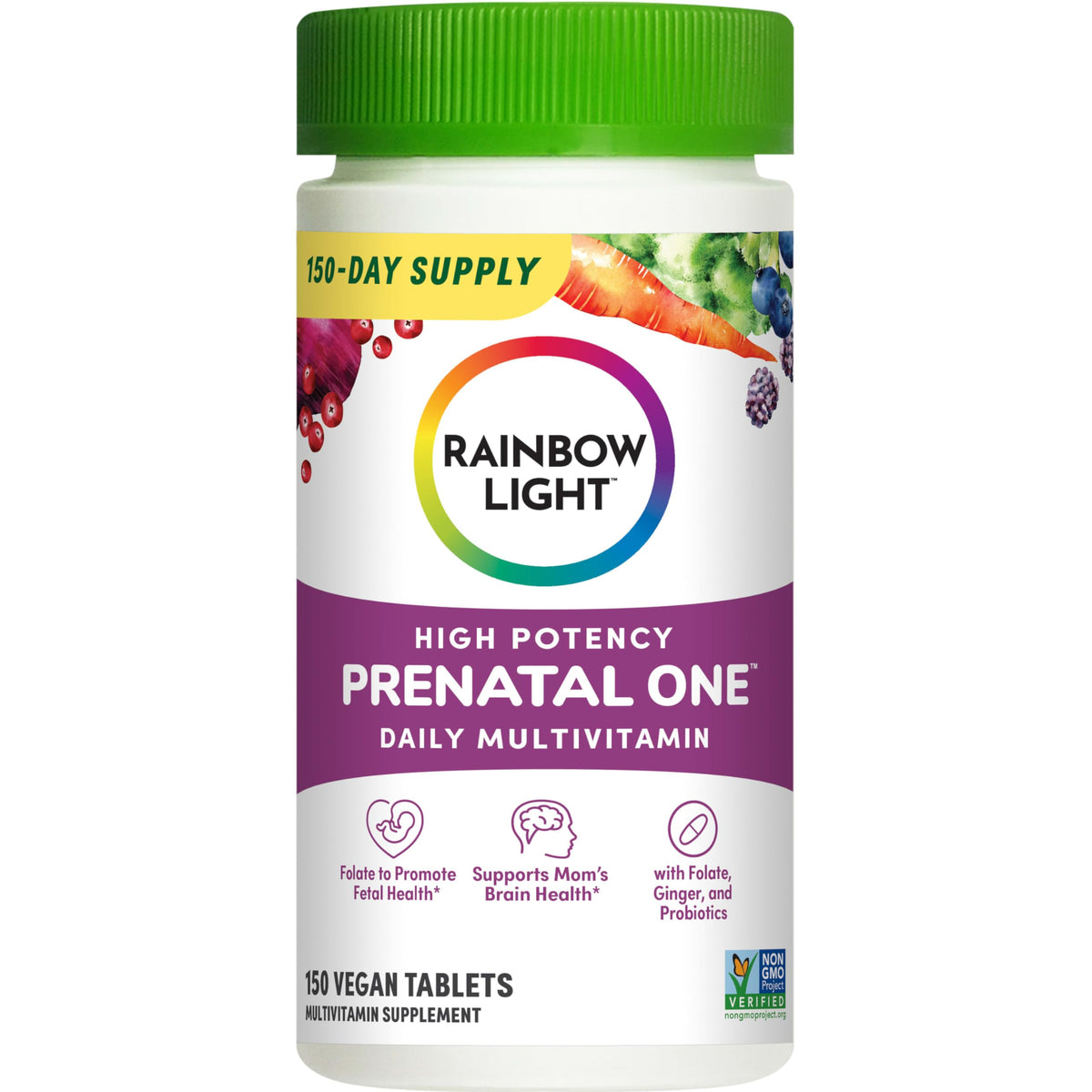 Rainbow Light Prenatal One High Potency Daily Multivitamin with Folate, Ginger and Probiotics
