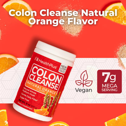 Health Plus Colon Cleanse Psyllium Husk Fiber Powder, 12 oz, 48 Servings | Gluten free daily fiber powder; supports the body's natural detoxification process, regularity, and digestive wellness