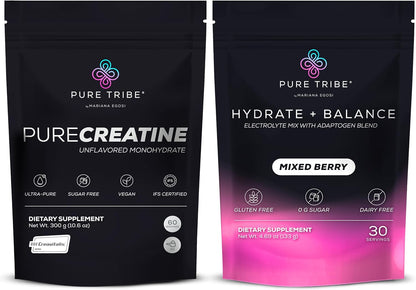 PureCreatine Micronized Creatine Monohydrate Powered by Creavitalis – Hydrate + Balance Electrolytes Powder Packets for Energy, Recovery, & Hydration – Vegan & Sugar-Free