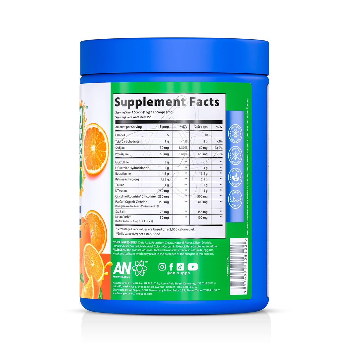 AN Performance Pre-Workout Powder Supplement for Men & Women | Energy Drink Mix with 300mg Caffeine + Beta Alanine + Citrulline | Third-Party Tested | Fruit Punch | 30 Servings