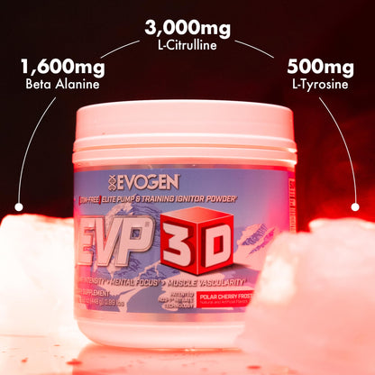 Evogen EVP 3D Stim Free Pre-Workout | Citrus Candy | 40 Servings | Arginine nitrate, L-citrulline, beta-alanine and creatine with lion's mane, L-tyrosine and DMAE for pumps and focus