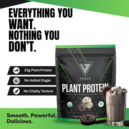 VEDGE Vanilla Protein Powder, USDA Organic Plant Based, 20 Servings | Plant Based Protein Powder, From Pea, Pumpkin, And Sunflower With Smooth Texture For Shakes, Smoothies, Vegan, And Baking