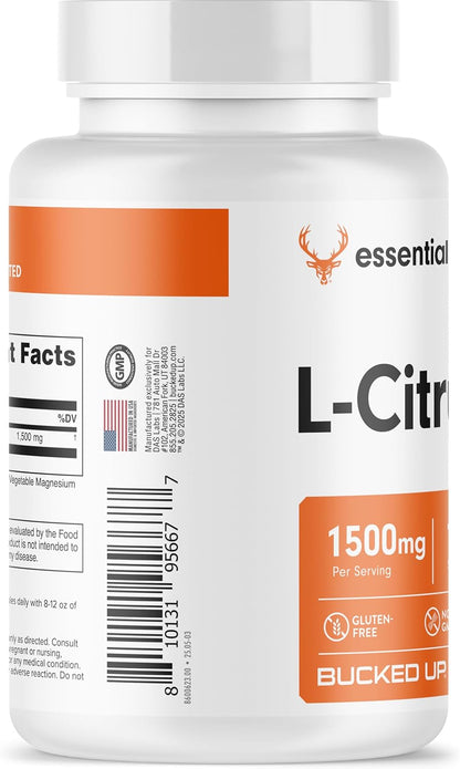 Bucked Up L-Citrulline 200 Capsules | 1500mg Per Serving | Gluten-Free | Non-GMO | Third-Party Tested | Premium Citrulline Supplement for Daily Use - 100 Servings (200 Capsules)