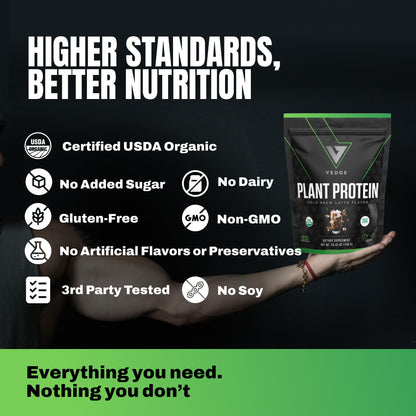 VEDGE Vanilla Protein Powder, USDA Organic Plant Based, 20 Servings | Plant Based Protein Powder, From Pea, Pumpkin, And Sunflower With Smooth Texture For Shakes, Smoothies, Vegan, And Baking
