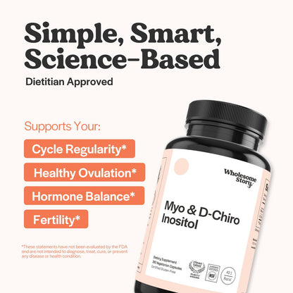 Wholesome Story Myo-Inositol & D-Chiro Inositol Supplement for Women | Fertility Supplements for Hormonal Balance & Ovarian Health Support | Myoinositol | Ideal 40:1 Ratio | 30 Servings