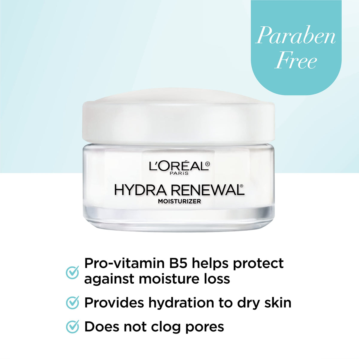 L'Oreal Paris Skincare Hydra-Renewal Face Moisturizer with Pro-Vitamin B5 for Dry Sensitive Skin, All-Day Hydration, 1.7 Oz