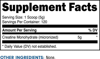 Bucked Up Pure Micronized Creatine Monohydrate for Women and Men - Easy to Mix and Unflavored - 5G Per Serving - 50 Servings - 250 Grams Per Container