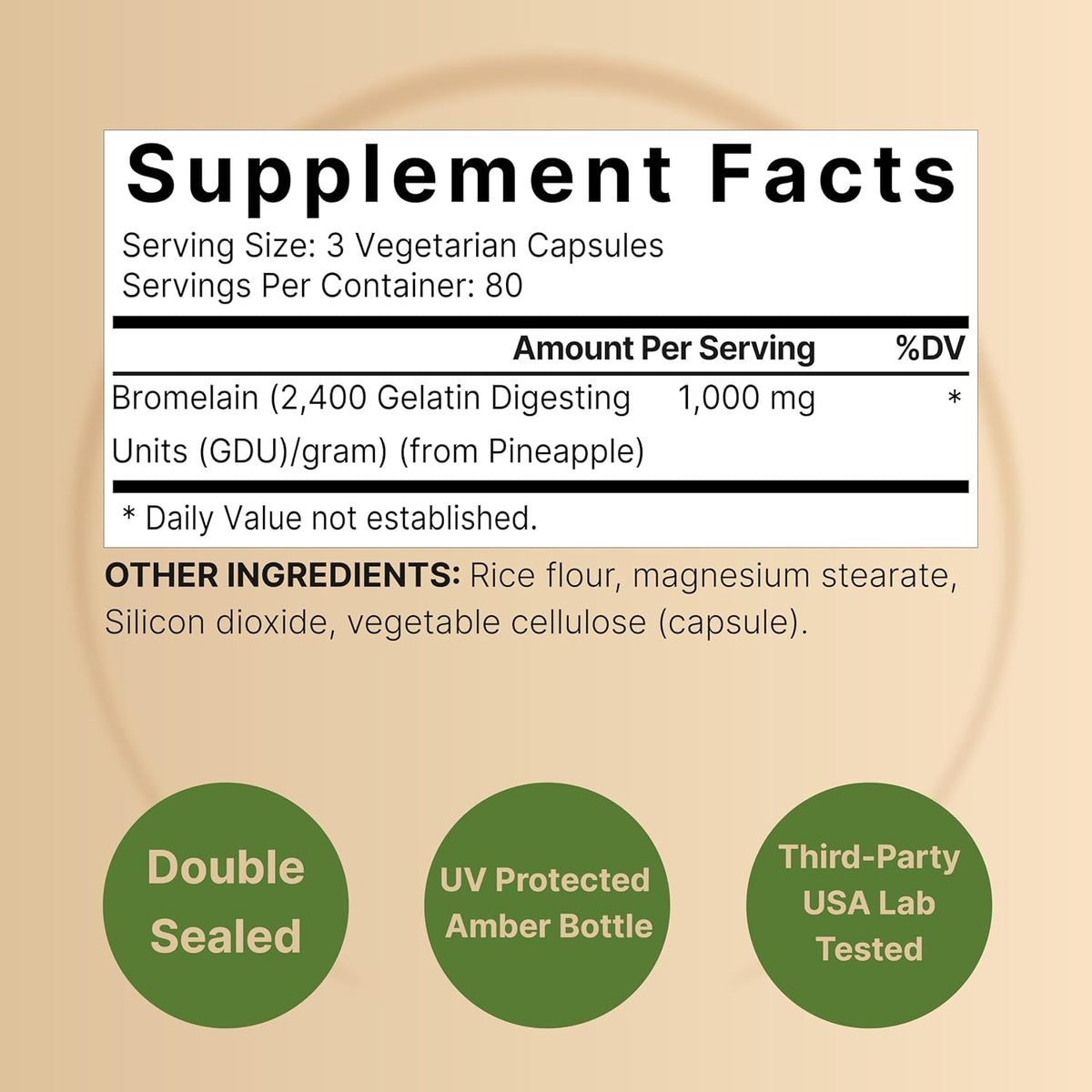 NatureBell Bromelain, 1,000mg Per Serving, 240 Veggie Capsules | 2,400 GDU – Digestive Enzymes & Joint Support Supplement – Proteolytic Enzymes for Digestion, Fresh Pineapple Source – Non-GMO