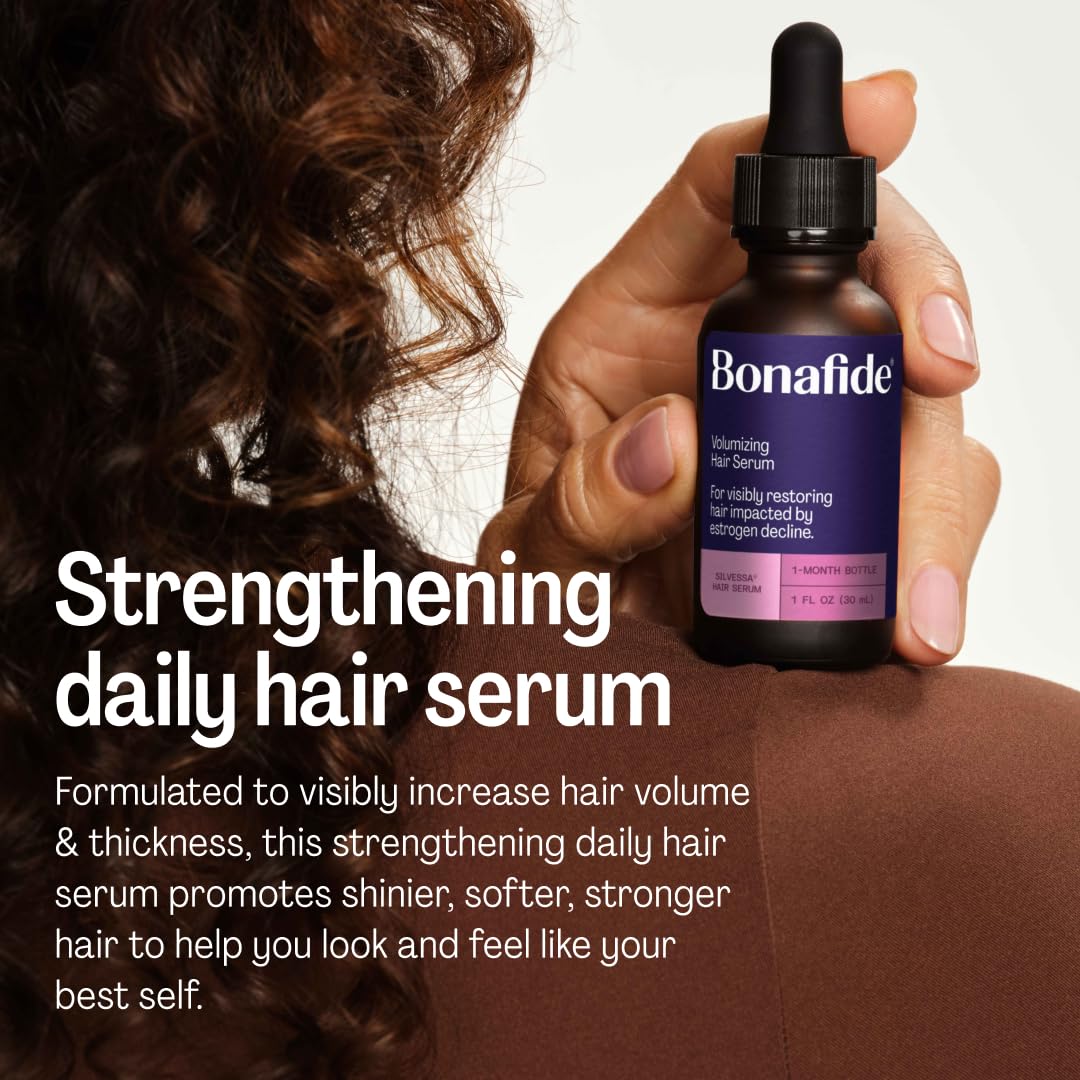 Bonafide Silvessa Strengthening Daily Hair Serum – Hormone-Free, Drug-Free Support for Hair During Menopause – 60 Day Supply (2 fl oz)