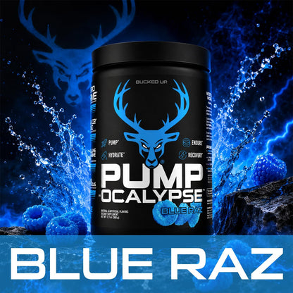 Pump-ocalypse Blue Raz | Nitric Oxide and L Arginine Supplement with Citrulline Malate, GlycerPump | Ultimate N.O. Booster | Lean Muscle Support for Blood Flow, Vascularity, Hydration and Endurance