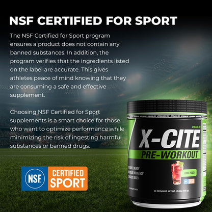 X-CITE Pre-Workout by ATHLEAN-X - Enhanced Formula with Beta-Alanine, Creatine & Caffeine for Ultimate Energy, Endurance, Focus & Muscle Pump, NSF Certified for Sports (Cherry Lemon Ice)