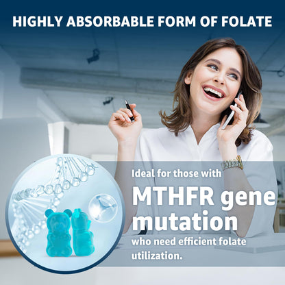 L-MethylFolate 15mg & Methyl B12 Gummies, Methylated B1, B2, B6 Multivitamins - Active 5-MTHF & High Absorption - Supports MTHFR Gene, Cognition, Homocysteine Levels, Folate Metabolism, Vegan, 120 Cts