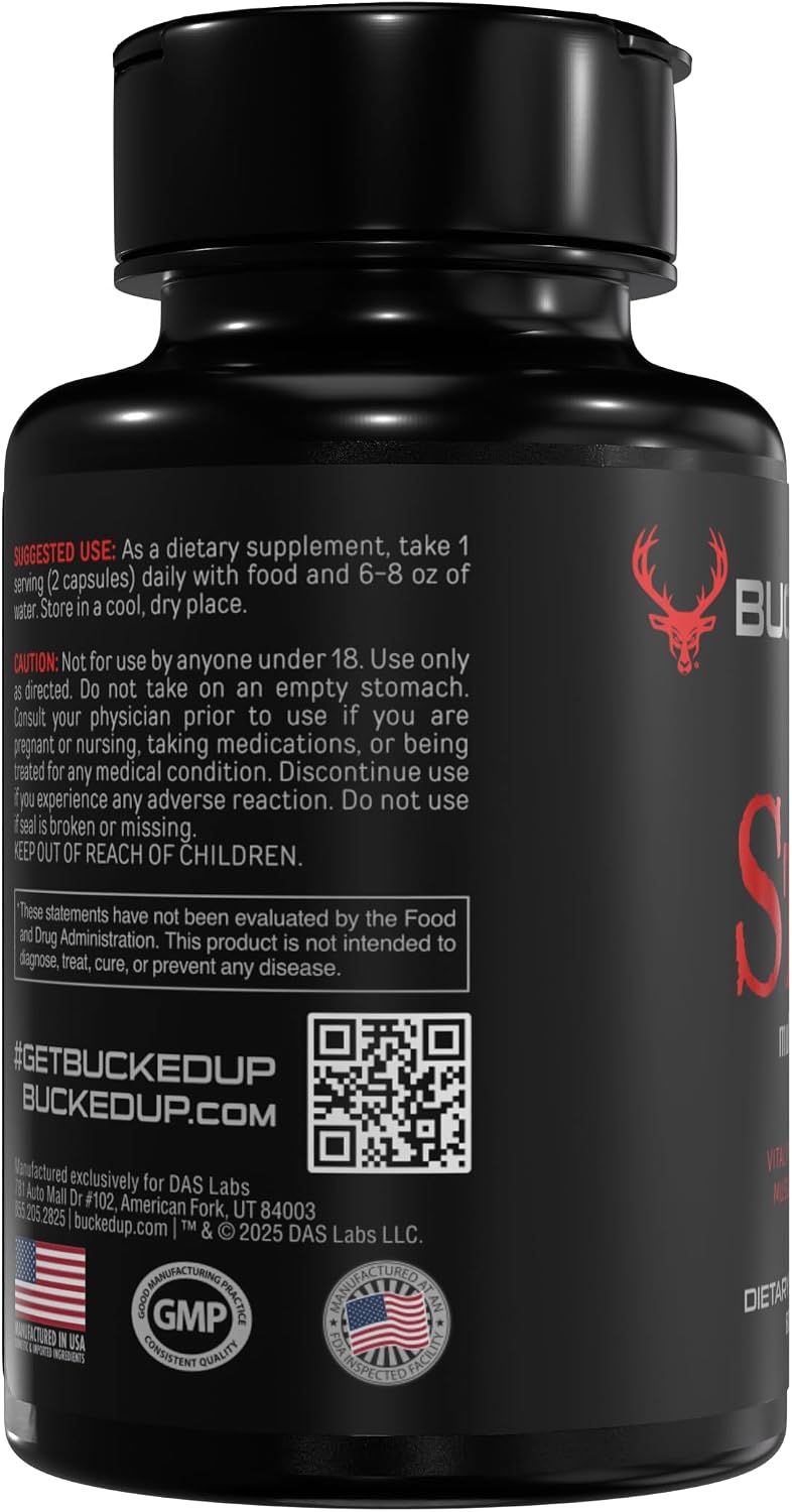 Bucked Up Stag Multivitamin - Men - Full Spectrum Vitamin Formula - Vitality, Immunity and Muscle Function (60 Capsules)