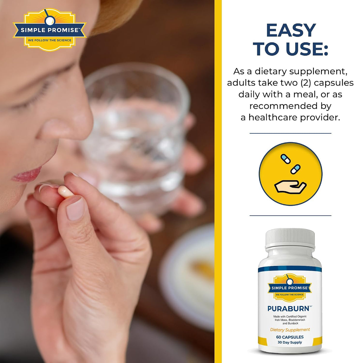 PuraBurn - Irish Sea Moss Capsules for Daily Wellness - Bladderwrack Root | Organic Sea Moss, Nutrient Absorption Support, Bladderwrack and Kelp, Simple 2-Capsule Routine, Non-GMO