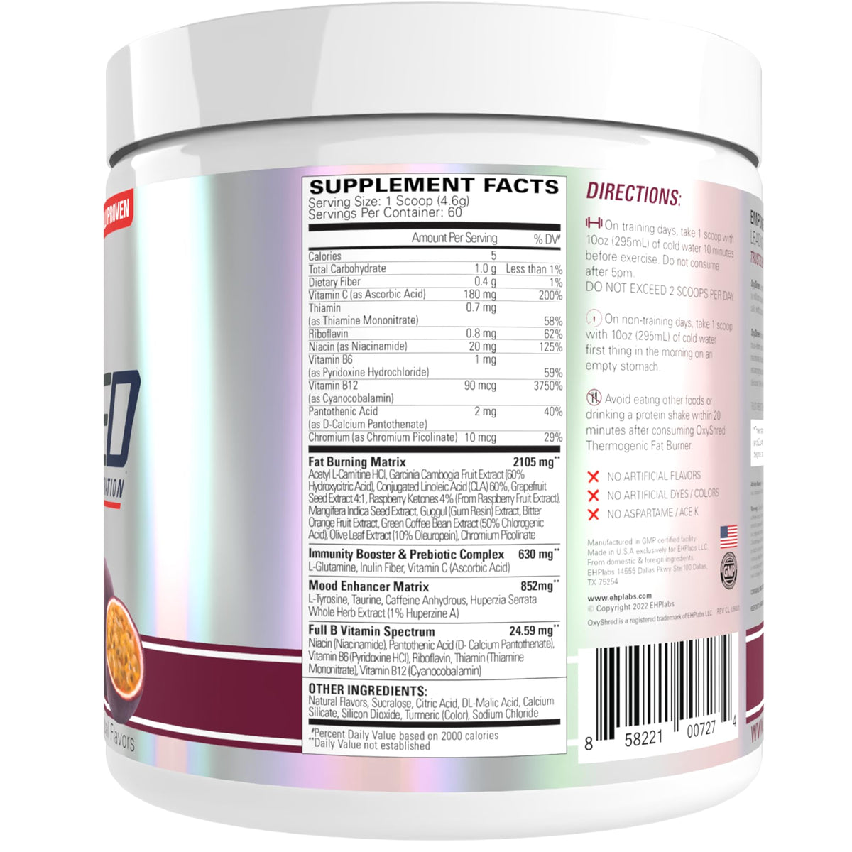 EHP Labs OxyShred Pre Workout Powder - Preworkout Powder with L Glutamine & Acetyl L Carnitine, Energy Boost Drink - Cosmic Blast, 60 Servings