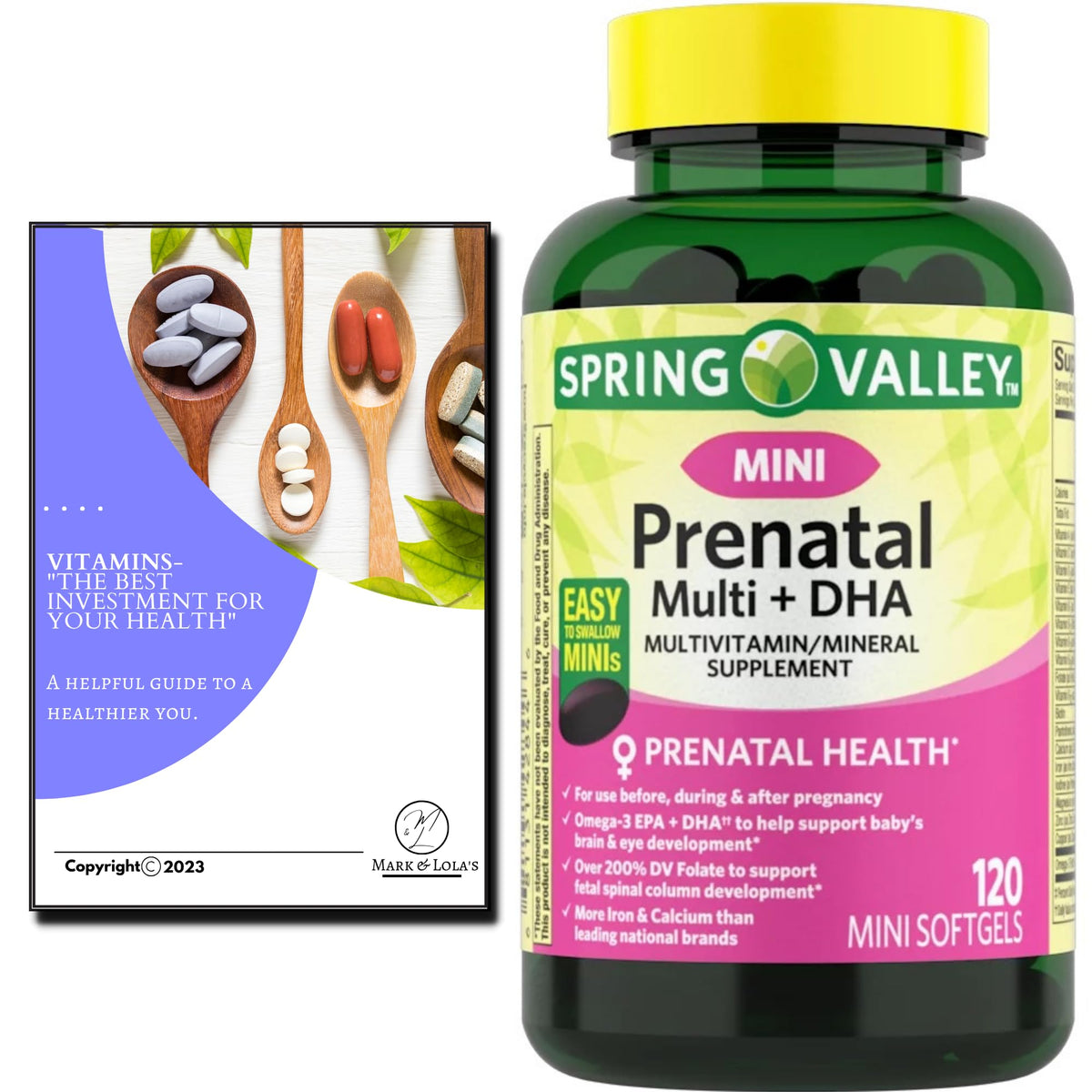 Mark & Lola's Spring Valley Mini prenatal Vitamin Multi + DHA; Mini Softgels Vitamins