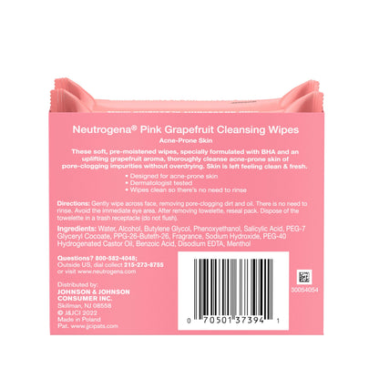 Neutrogena Makeup Remover Cleansing Towelettes, Pink Grapefruit, 25 Count, Twin Pack