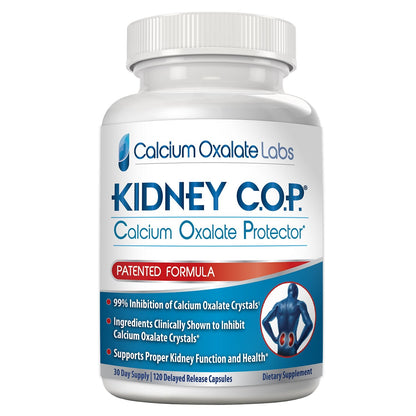 KIDNEY C.O.P. Calcium Oxalate Protector 120 Capsules, Patented Kidney Support for Calcium Oxalate Crystals, Stop Recurrence