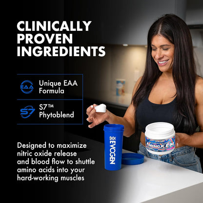 Evogen EVP 3D Amino K.E.M. Bundle – Stim Free Pre Workout Powder & EAA/BCAA Pump Volumizer for Muscle Growth, Hydration & Performance | Sour Candy