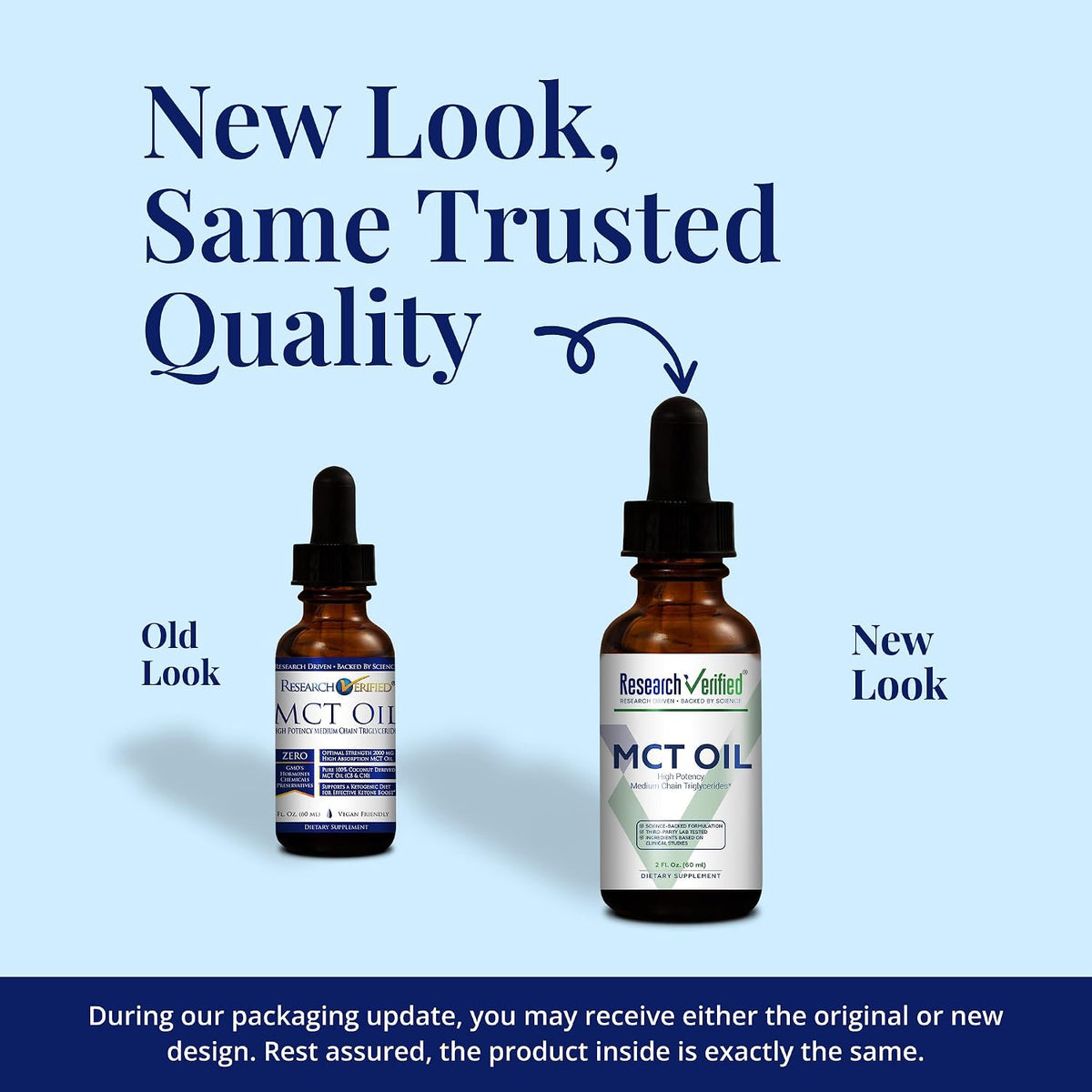 Research Verified 100% MCT Oil - 2 Fl. Oz. - 1 Bottle - Vegan Friendly