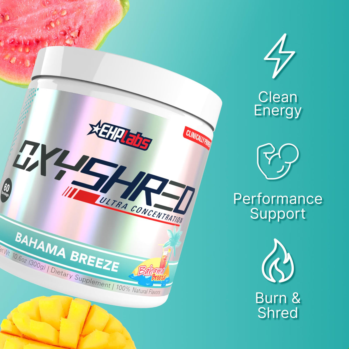 EHP Labs OxyShred Pre Workout Powder - Preworkout Powder with L Glutamine & Acetyl L Carnitine, Energy Boost Drink - Cosmic Blast, 60 Servings