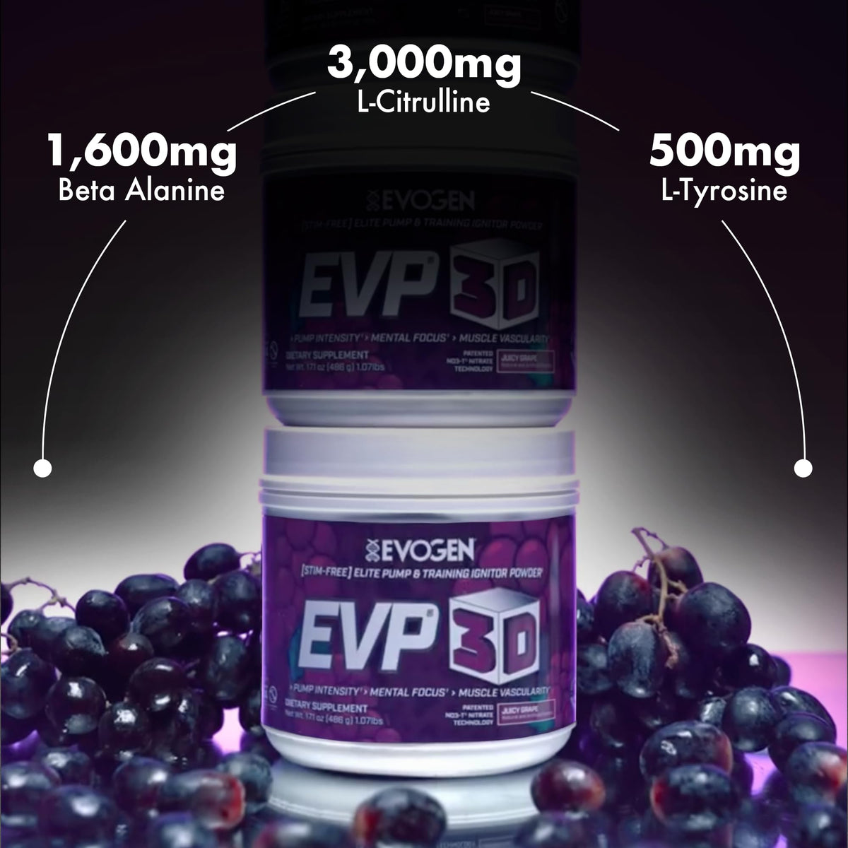 Evogen EVP 3D Stim Free Pre-Workout | Citrus Candy | 40 Servings | Arginine nitrate, L-citrulline, beta-alanine and creatine with lion's mane, L-tyrosine and DMAE for pumps and focus