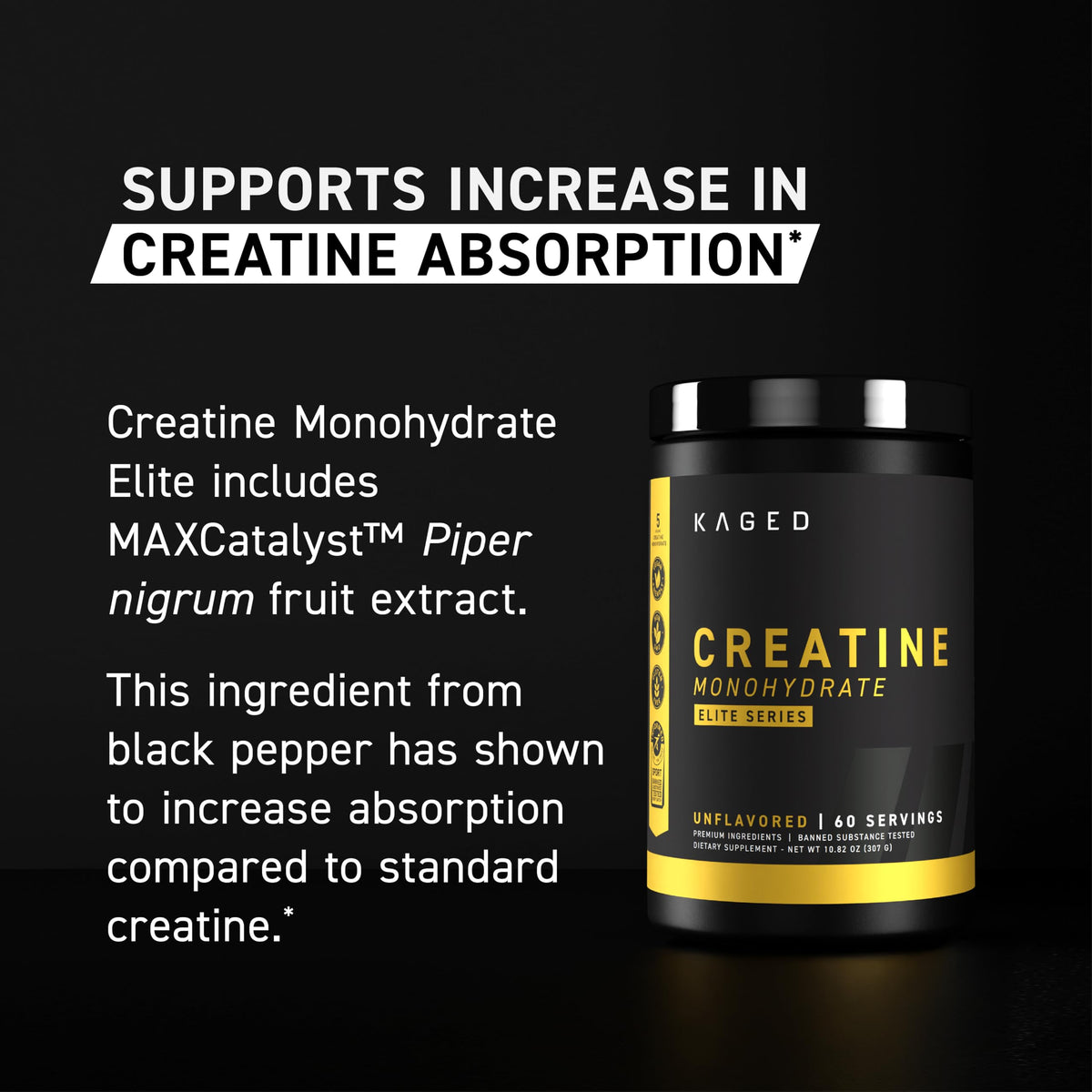 Kaged Creatine Monohydrate Micronized Powder | Unflavored | Muscle Building & Recovery | 5000 mg Per Serving | Vegan, Gluten Free, Easily Digestible | Supplements for Men & Women | 100 Servings