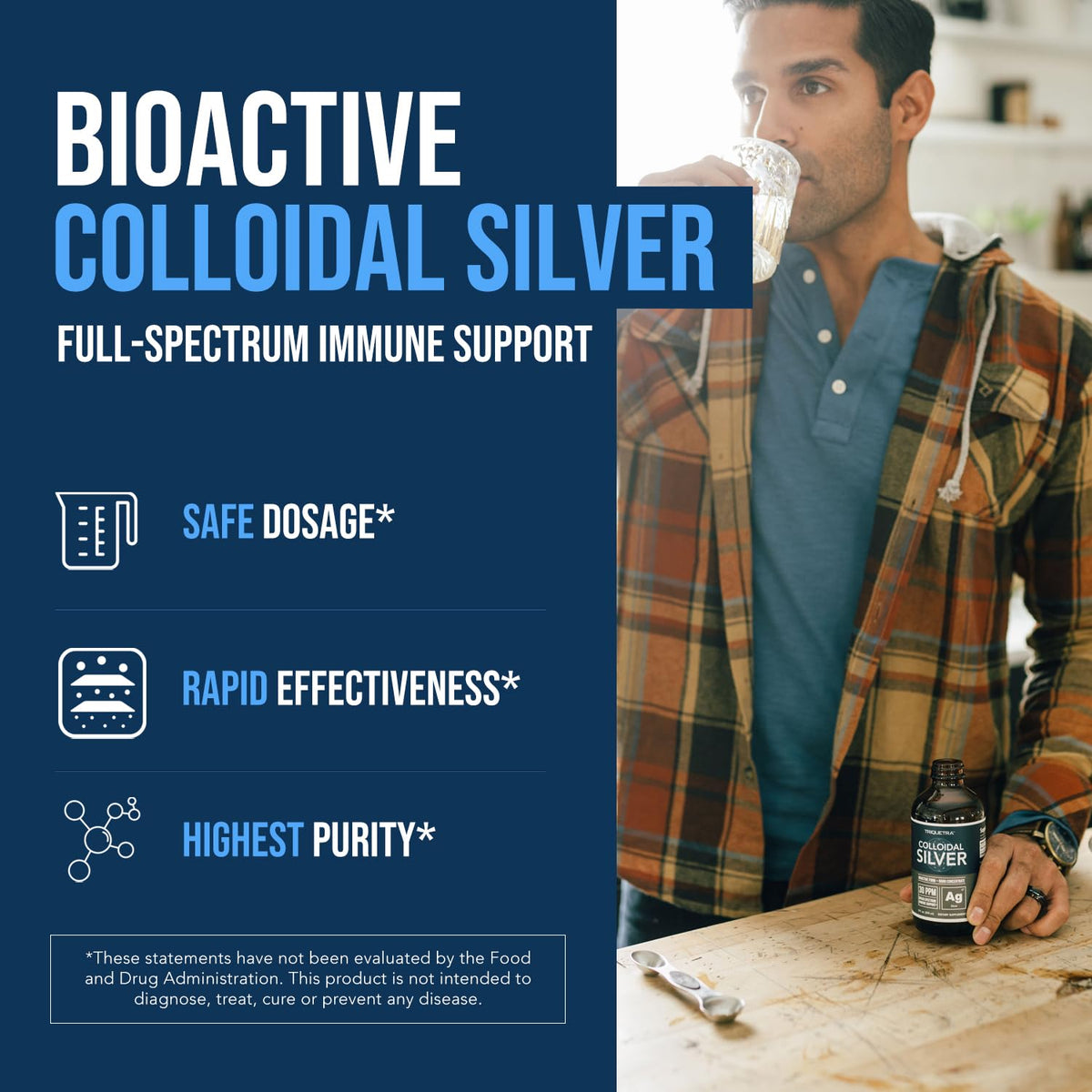 Bioactive Colloidal Silver - 8 oz, Glass Bottle, Vegan, Safe Doses with Highest Effectiveness - Nano Ions, 30 PPM - Immune Support (48 Servings)