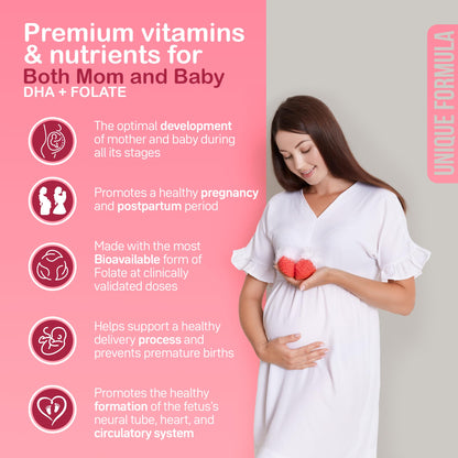 YOU'RE NATURAL Prenatal and Postnatal Vitamins for Women with Folate, DHA, Probiotics