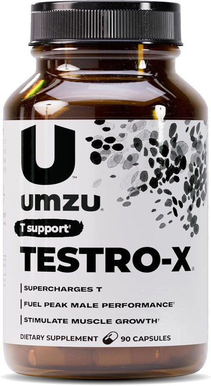 UMZU Testro-X Testosterone Support for Men, 90 Capsules, 30 Day Supply | KSM-66 Ashwagandha and Zinc, Men's Energy, Focus, Strength, Muscle Recovery, Testosterone Support and Daily Wellnes