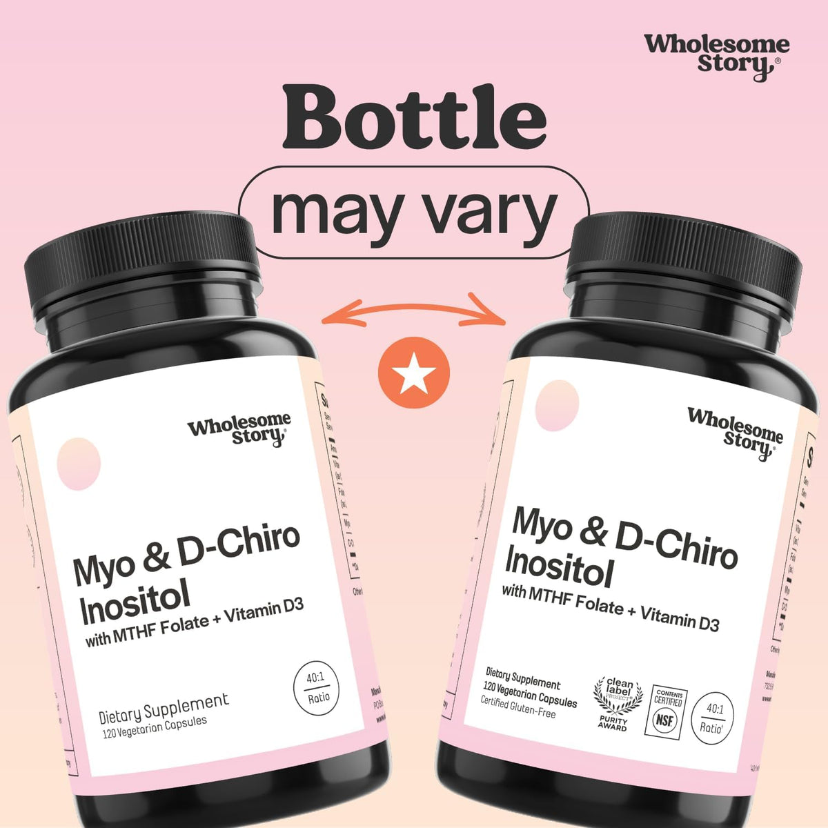 Myo-Inositol & D-Chiro Inositol Capsules with MTHF, Folate, Vitamin D| Support for Ovarian Function, Hormone Balance, & Homocysteine Levels | Fertility Supplements for Women | 40:1 Ratio