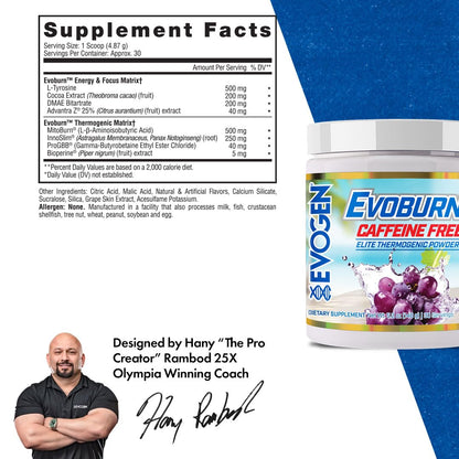 Evogen Evoburn Thermogenic | Mango | 30 Servings | MitoBurn, InnoSlim and ProGBB with caffeine, L-tyrosine, cocoa extract, DMAE and AdvantraZ for energy, focus and metabolism