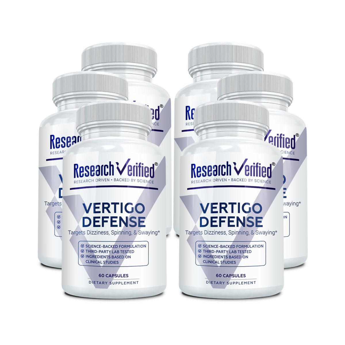 Research Verified Vertigo Defense - Soothe Symptoms and Support Inner Ear Balance - Vitamin D3, Ginger, Ginkgo Biloba, BioPerine - 60 Capsules